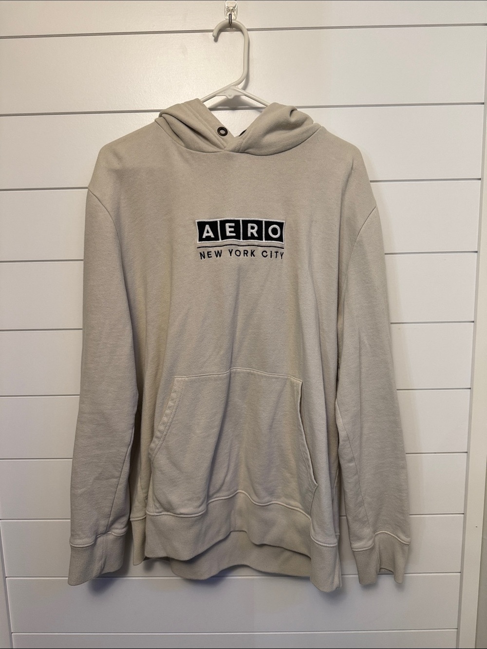 Aeropostale Light Beige Pullover Hoodie with AERO Logo
